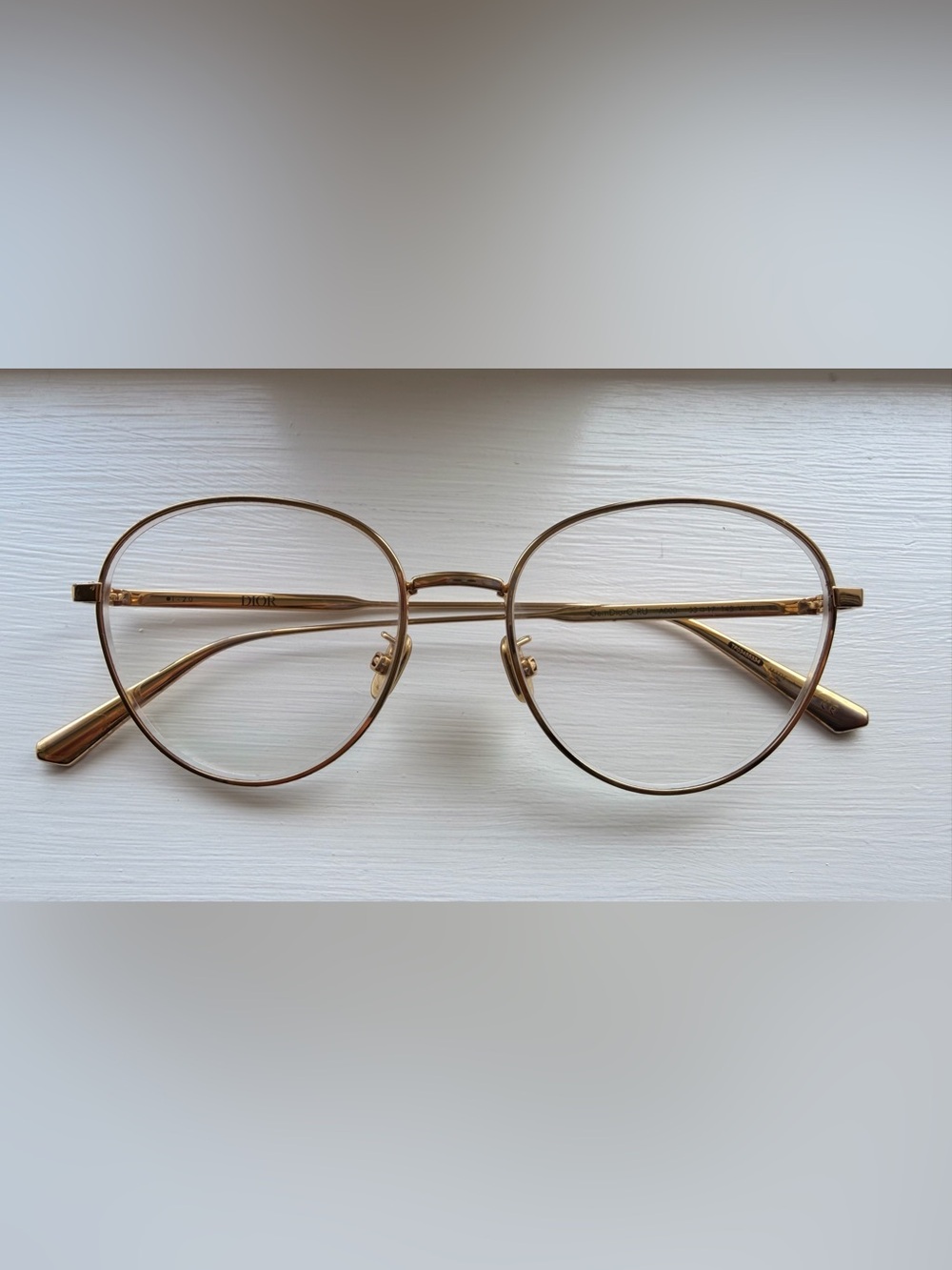 Vintage Style Christian Dior Gold Metal Glasses - case included